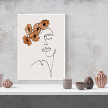 Abstract Flower Woman Face Line Burnt Orange Wall Art Canvas Painting Nordic Posters Prints Wall Pictures For Living Room Decor 2024 - buy cheap