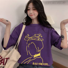 2020 harajuku Korean bf cute purple punk dropshipping vegan vintage print tops tees casual regular o-neck clothes women tshirt 2024 - buy cheap