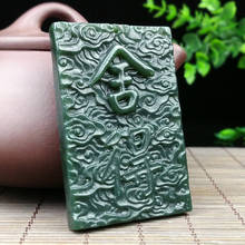 Colgante chino de Buda de Jade, amuleto tallado, negro y verde Natural, joyería, accesorios de moda, regalos para 2024 - compra barato
