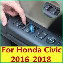 Botón de interruptor de cristal para ventana de coche, pegatina decorativa de lentejuelas, apoyabrazos de puerta, marco decorativo para Honda Civic 2016-2018, sedán de décima generación 2024 - compra barato