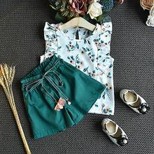 Summer Baby Girls Casual Cotton Clothes Set Flare Sleeve Floral Print T-shirt Tops+Shorts Suits Costume Set 2024 - buy cheap