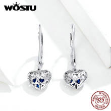 WOSTU-pendientes de plata de ley 925 con forma de corazón calado para mujer, aretes de lujo, joyería auténtica, regalos, FIE746 2024 - compra barato