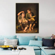 Pintura al óleo de Citon Murillo, lienzo de uvas y melón, obra de arte, póster, decoración de fondo de pared para el hogar 2024 - compra barato