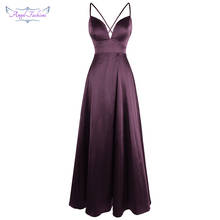 Angel-Fashion Спагетти ремень на шнуровке Элегантные платья выпускного вечера атласные бальное платье Фиолетовый 478 2024 - купить недорого