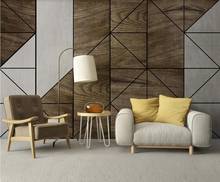 Xue su papel de parede personalizado, painel de madeira de personalidade simples e nórdico geométrico para fundo de tv, mural de parede 2024 - compre barato