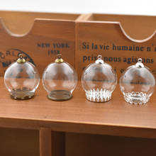 5 Juegos de globo de cristal hueco de 30x20mm con base de ajuste conjunto de cuentas de caperuza, botella de vidrio, viales, botella de vidrio colgante, colgante de joyería 2024 - compra barato