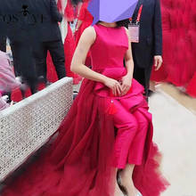 Mikado темно-красные платья для выпускного вечера штаны длинное вечернее платье без рукавов со складками Многоуровневое выпускное платье из фатина комбинезоны Для женщин как у знаменитостей Vestido 2024 - купить недорого