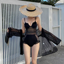 Женский слитный однотонный купальный костюм 2021, сексуальная женская пляжная одежда пуш-ап, монокини с накидкой, винтажная пляжная одежда на лето 2024 - купить недорого
