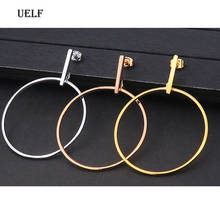 Uelf Silver Gold Rose Color Jewelry Smooth Circle r Hoop Earrings For Women Best Gift Wholesale High Quality Jewelry 2024 - buy cheap