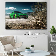 Pósteres e impresiones de coche verde Mercedes A M G GT, supercoche, lienzo, arte de pared, pinturas para decoración de sala de estar 2024 - compra barato