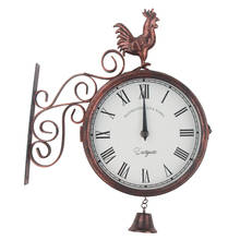 Double Face Retro Wall Clock Classic Double Sided Wall Clock Outside Rooster Iron Art Wall Clock Watch Home Decor Horloge Murale 2024 - buy cheap