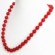 Charms red chalcedony jades stone 10mm beautiful women necklace round beads high grade gift chain jewelry 18inch B1466 2024 - buy cheap