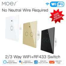 NEW WiFi Smart Light Switch RF433 No Neutral Wire Single Fire Smart Life Tuya App Control Works with Alexa Google Home 220V EU 2024 - buy cheap