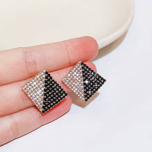 New Trendy Gold Color Metal Geometric Square Stud Earrings for Women Luxury Filled Rhinestone Earrings Wedding Jewelry Gifts 2024 - buy cheap