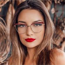 2020 New Fashion Cat Eye Woman Metal Glasses Optical Transparent Lens Retro frame for women Computer Eyeglasses UV400 2024 - buy cheap