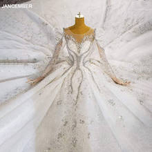 HTL2022 роскошное сексуальное с v-образным вырезом расшитый стразами блестками свадебное платье 2021 для женщин Длинные бальные платья с рукавами 2024 - купить недорого