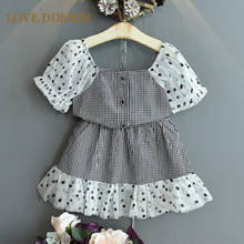 LOVE DD&MM Girls Clothes Sets Children's  Bow Top+ Plaid Mesh Dress 2pcs Clothing Set For Girl Kids Costumes 2024 - buy cheap