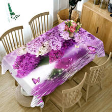 Purple Lilac Flower Pattern 3D Tablecloth Dustproof Tablecloth Wedding Banquet Decoration Table Cloth Household Items 2024 - buy cheap