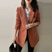 Corduroy Solid Women Blazers Winter New 2021 Turn-Down Collar Pocket Straight Casual Office Lady Outwear Coats Tops 2024 - buy cheap