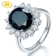 Женское кольцо с черной шпинелью Hutang, однотонное кольцо из серебра 925 пробы с драгоценным камнем, изящные элегантные ювелирные украшения 2024 - купить недорого