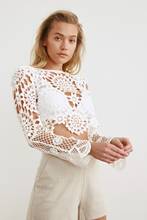 Ecru Lace Knitted Blouse 2021 Spring Summer New Season Fashion Trend Different Model Ladies Tops Long Sleeve Casual Wear Blouses 2024 - buy cheap