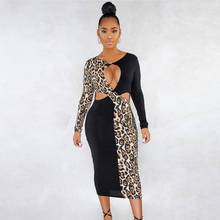 Vestido ajustado de manga larga para mujer, ropa de calle de retales con estampado de leopardo, Sexy, para fiesta de Navidad, otoño e invierno, 2019 2024 - compra barato