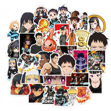 Pegatinas impermeables de dibujos animados de Anime Fire Force, para monopatín, Snowboard, ordenador portátil, equipaje, bicicleta, juguetes, 50 unids/pack 2024 - compra barato