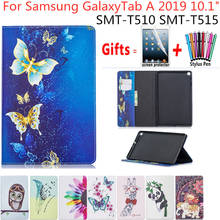 Чехол для samsung Galaxy Tab A 10,1 2019 T510 T515 SM-T510 SM-T515 чехол для планшета Модный чехол с подставкой + пленка + ручка 2024 - купить недорого