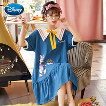 Girl cartoon Mickey print pajamas summer pure cotton doll collar short-sleeved nightdress female thin cute home service 2024 - buy cheap