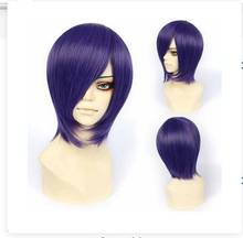 Hot heat resistant AA Party hair Tokyo Ghoul Tokyo Guru Toka Kirishima Short Dark Purple Anime Cosplay Wig 2024 - buy cheap