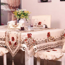 Hot European pastoral embroidered tablecloth elegant dining table cover hollow out coverings chair cover home decoration sale 2024 - buy cheap