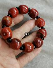 Pulsera de ágata roja para hombre, brazalete de jade de jadeíta, piedra Natural, cuentas de jade, 16mm 2024 - compra barato