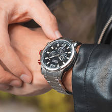 MEGIR Luxury Brand Business Watch Full Steel Men's Sport Quartz Wrist Watch Men Luminous Waterproof Chronograph Military Clock 2024 - buy cheap