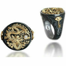 Black Golden Dragon Punk Ring Men Vintage Jewelry Rings For Women Retro Engagement Ring Men Accessories Femmale Big Rings Gift 2024 - купить недорого
