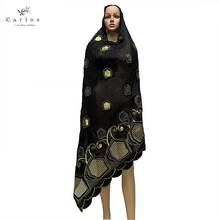 Turbante musulmán de Moda Africana para mujer, bufanda de algodón de gran tamaño, Hijab islámico Pashmina bordada Ramadán Dubai, diadema para mujer 2024 - compra barato