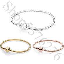 Autêntico 925 momentos de prata esterlina assinatura moda pulseira caber pandora feminino grânulo charme pulseira presente diy jóias 2024 - compre barato