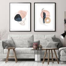 Постер с изображением румян розового и темно-синего цветов, минималистичный абстрактный настенный Художественный набор, Современная Художественная живопись, настенные картины для гостиной, домашний декор 2024 - купить недорого