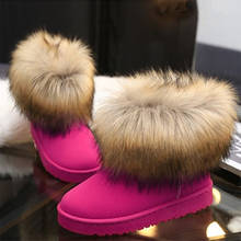 Ladies Winter Furry Snow Boots Ladies Cotton Boots Plus Velvet Warm Women's Shoes Low Tube Cotton Shoes 2024 - buy cheap