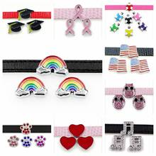 Wholesales 10pcs Rainbow Owl 8mm Slide Charms Clear Rhinestone Fit Can Through Belt Pet Dog Cat Tag Collar Wristband 2024 - buy cheap