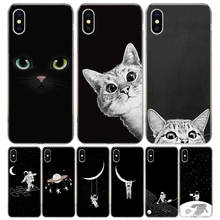 Lua espaço gatos bonitos capa de telefone para iphone 11 12 13 pro max 6x8 6s 7 plus xs + xr 5S se arte personalizado capa concha 2024 - compre barato