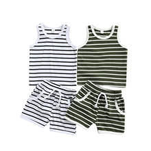 2021 Boy Summer Outfits Baby Striped Print Sleeveless Tank Tops + Elastic Waist Shorts Set Two Piece Tracksuit Boys Clothing 2024 - buy cheap