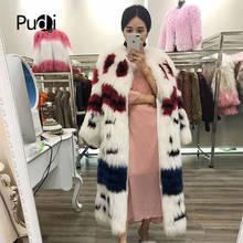 Pudi The New Women's Coats Knitted Real Fox Fur Jacket /overcoat Women Warm Genuine Fox Fur Coats Long Style 170904 2024 - buy cheap