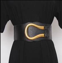 Women's runway fashion pu leather elastic buckle Cummerbunds female Dress Corsets Waistband Belts decoration wide belt R2435 2024 - buy cheap