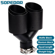 SOPEDAR-silenciador de escape doble desigual, punta de tubo trasero de borde recto, color negro mate, titanio Y, estilo de coche 2024 - compra barato