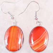 Pendientes colgantes de Onyx para mujer, cuentas de piedra, cabujón, ovalado, color naranja y rojo Natural, 1 par, U429 2024 - compra barato