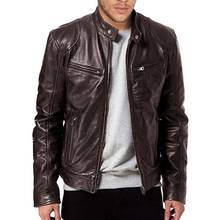 Leather Jacket Men's Autumn Winter Long Sleeve Stand Collar Motorcycle Jackets Windproof Zip Motorcycle Male Casual Pu Outwear 2024 - buy cheap