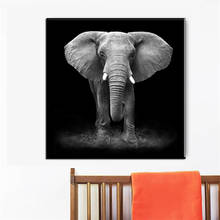 Lienzo en módulos para decoración del hogar, impresiones de alta definición, Animal abstracto, póster de pared de salón, elefante de África blanco y negro, 1 ud. 2024 - compra barato