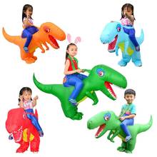 Traje de passeio inflável para crianças, fantasia de dinossauro t-rex para crianças halloween com tema animal, roupa de festa para menino 2024 - compre barato