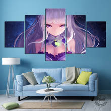 5pcs Emilia Re:Zero Anime Poster HD Sexy Anime Girl Pictures Wall Art Canvas Paintings for Home Decor,Unframed 2024 - buy cheap