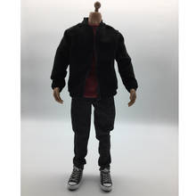 1:6 conjunto de roupas jeans com jaqueta e zíper preta para corpo de figura de ação do kumik 12'' 2024 - compre barato